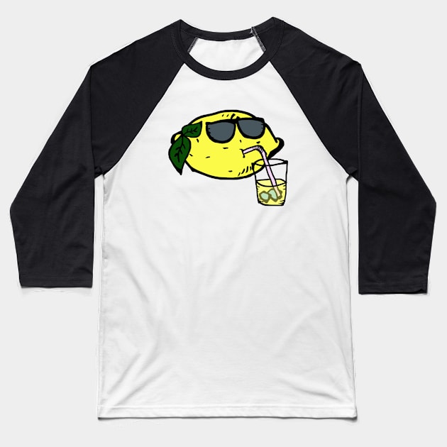 Lemon drinking lemonade Baseball T-Shirt by akachayy